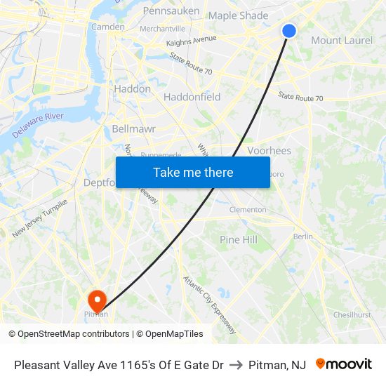 Pleasant Valley Ave 1165's Of E Gate Dr to Pitman, NJ map