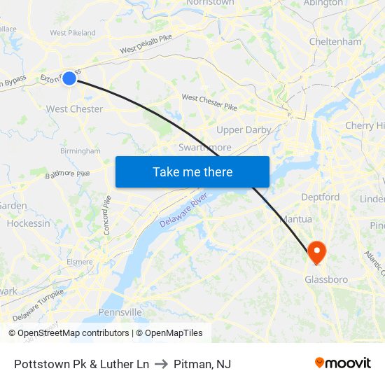 Pottstown Pk & Luther Ln to Pitman, NJ map