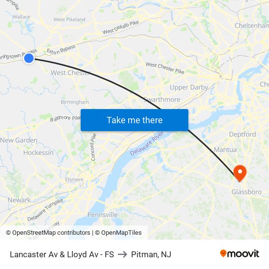 Lancaster Av & Lloyd Av - FS to Pitman, NJ map