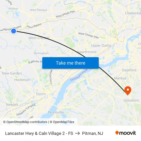 Lancaster Hwy & Caln Village 2 - FS to Pitman, NJ map