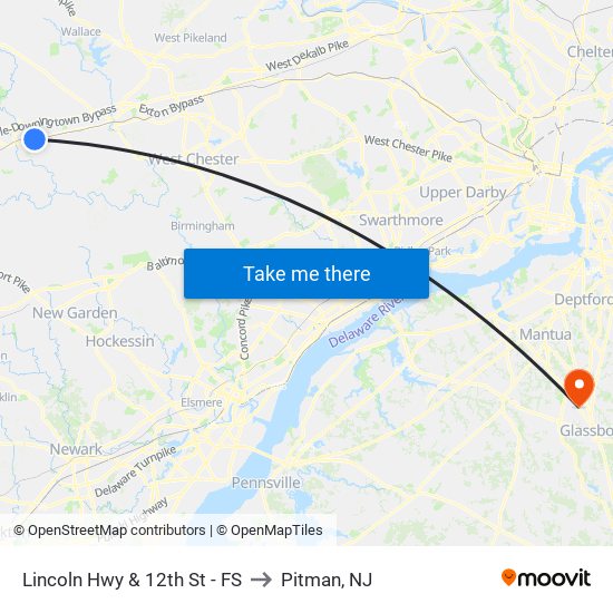 Lincoln Hwy & 12th St - FS to Pitman, NJ map