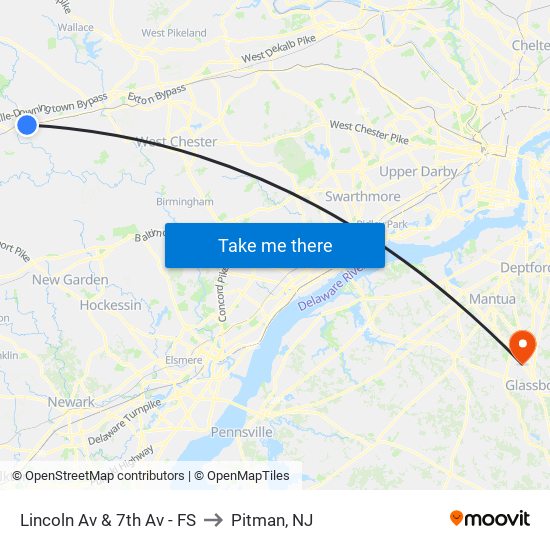 Lincoln Av & 7th Av - FS to Pitman, NJ map