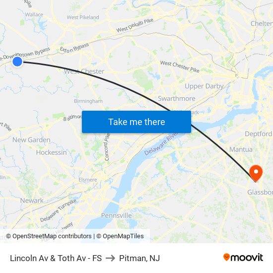 Lincoln Av & Toth Av - FS to Pitman, NJ map