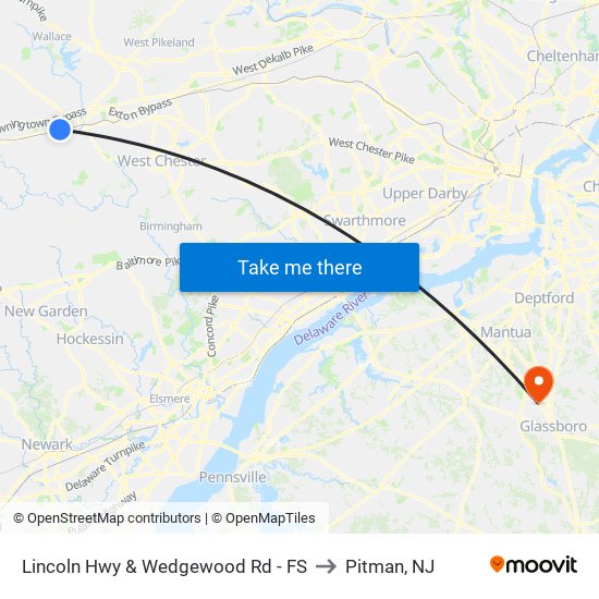 Lincoln Hwy & Wedgewood Rd - FS to Pitman, NJ map