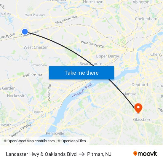 Lancaster Hwy & Oaklands Blvd to Pitman, NJ map