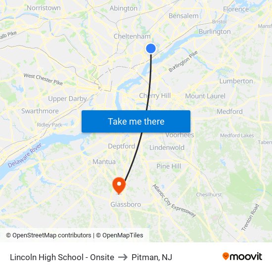 Lincoln High School - Onsite to Pitman, NJ map