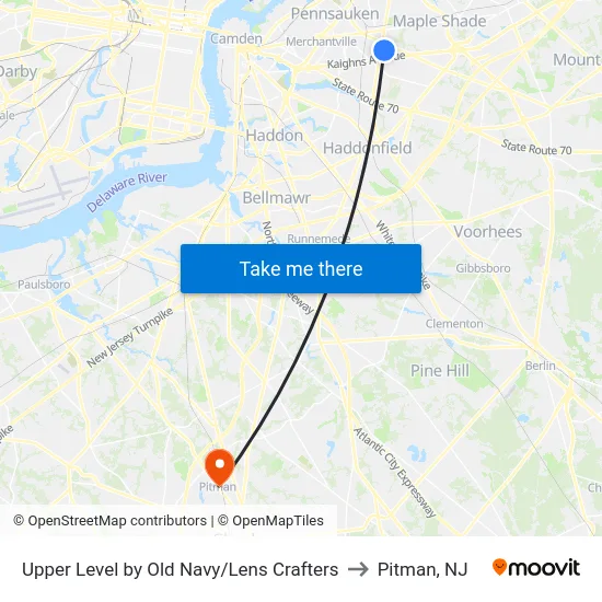 Upper Level by Old Navy/Lens Crafters to Pitman, NJ map