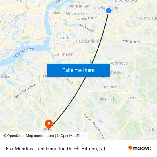 Fox Meadow Dr at Hamilton Dr to Pitman, NJ map