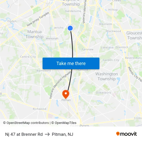 Nj 47 at Brenner Rd to Pitman, NJ map