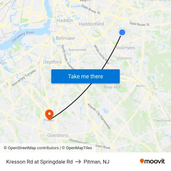 Kresson Rd at Springdale Rd to Pitman, NJ map