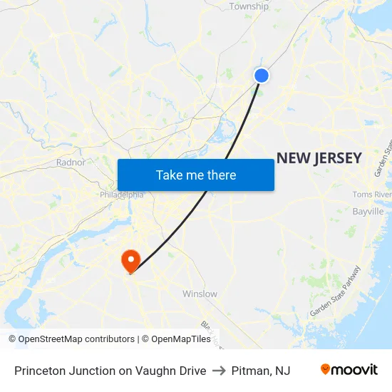 Princeton Junction on Vaughn Drive to Pitman, NJ map