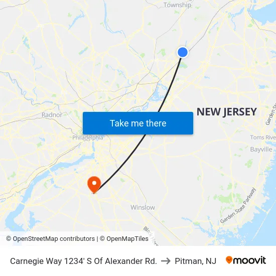 Carnegie Way 1234' S Of Alexander Rd. to Pitman, NJ map