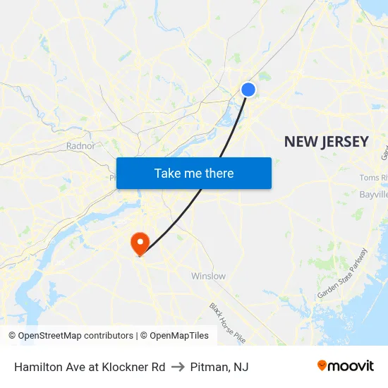 Hamilton Ave at Klockner Rd to Pitman, NJ map