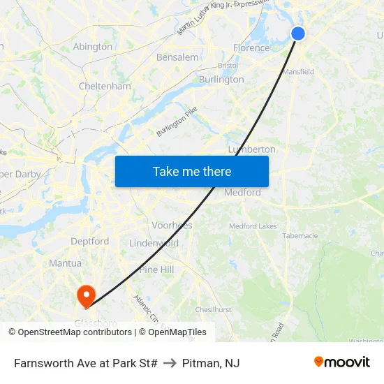 Farnsworth Ave at Park St# to Pitman, NJ map