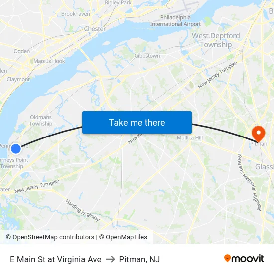 E Main St at Virginia Ave to Pitman, NJ map