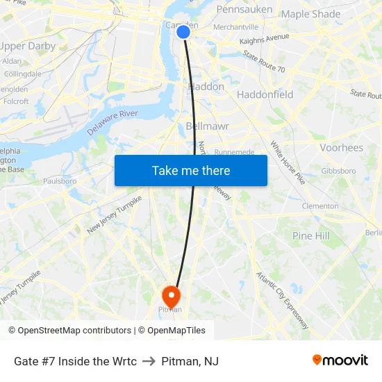 Gate #7 Inside the Wrtc to Pitman, NJ map