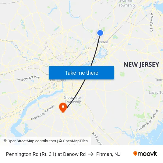 Pennington Rd (Rt. 31)  at Denow Rd to Pitman, NJ map
