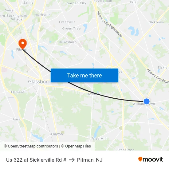 Us-322 at Sicklerville Rd # to Pitman, NJ map