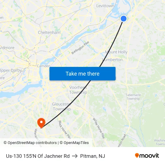 Us-130 155'N Of Jachner Rd to Pitman, NJ map