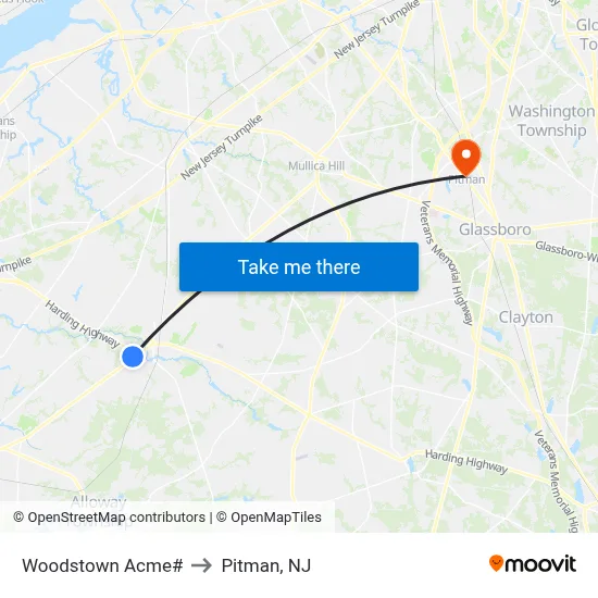 Woodstown Acme# to Pitman, NJ map