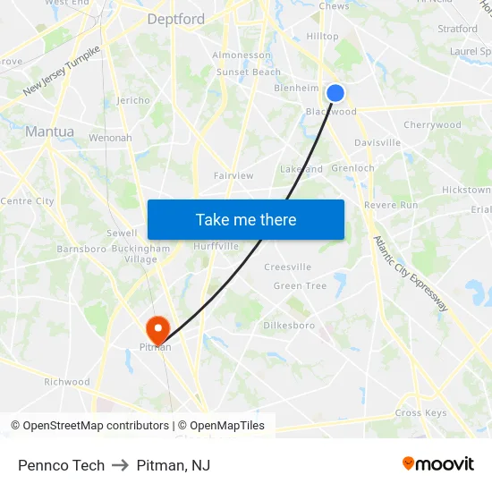 Pennco Tech to Pitman, NJ map