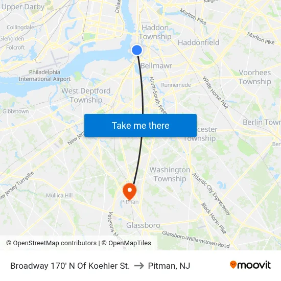 Broadway 170' N Of Koehler St. to Pitman, NJ map