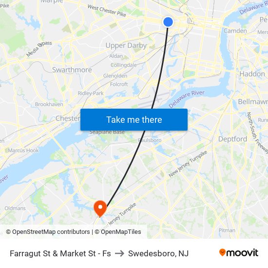 Farragut St & Market St - Fs to Swedesboro, NJ map