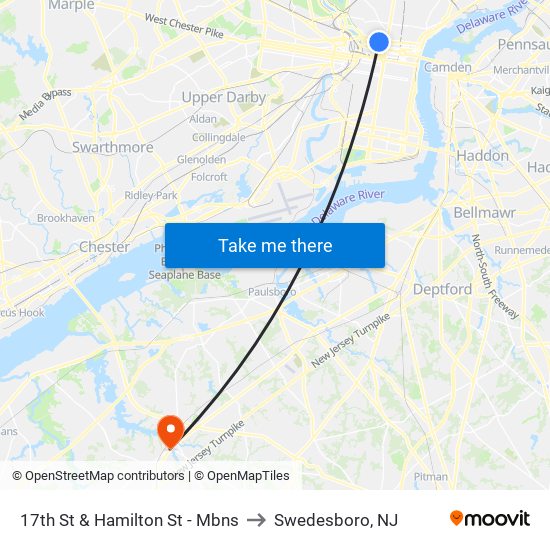 17th St & Hamilton St - Mbns to Swedesboro, NJ map