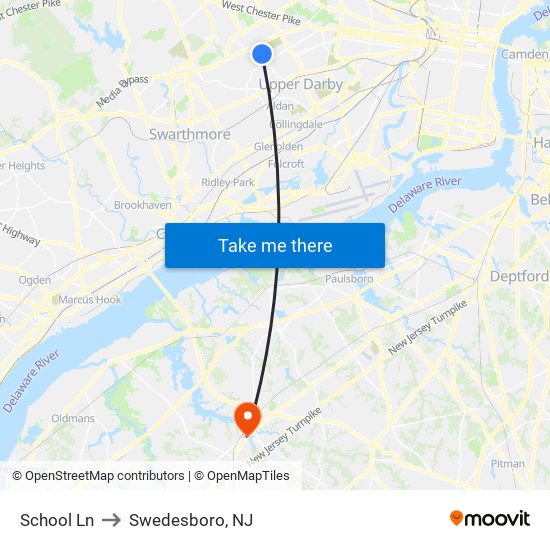 School Ln to Swedesboro, NJ map