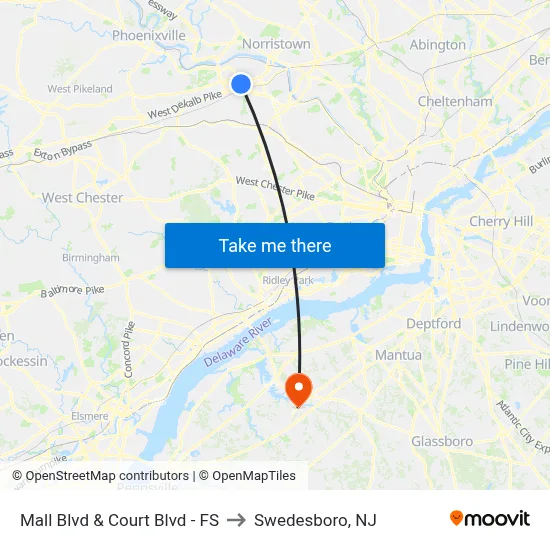 Mall Blvd & Court Blvd - FS to Swedesboro, NJ map