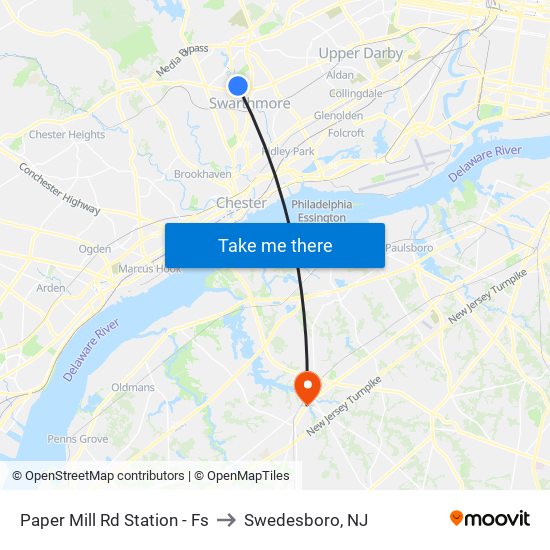 Paper Mill Rd Station - Fs to Swedesboro, NJ map