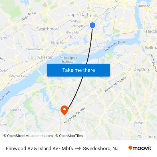 Elmwood Av & Island Av - Mbfs to Swedesboro, NJ map