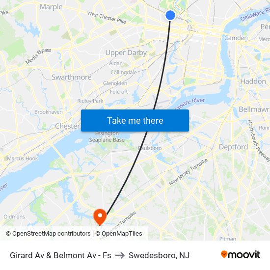 Girard Av & Belmont Av - Fs to Swedesboro, NJ map