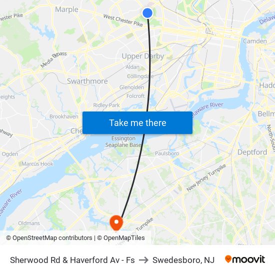 Sherwood Rd & Haverford Av - Fs to Swedesboro, NJ map