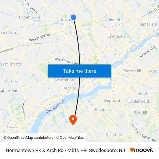 Germantown Pk & Arch Rd - Mbfs to Swedesboro, NJ map