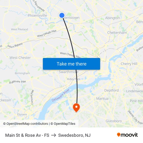 Main St & Rose Av - FS to Swedesboro, NJ map