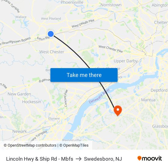 Lincoln Hwy & Ship Rd - Mbfs to Swedesboro, NJ map