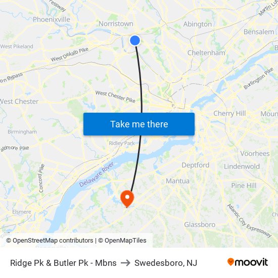 Ridge Pk & Butler Pk - Mbns to Swedesboro, NJ map