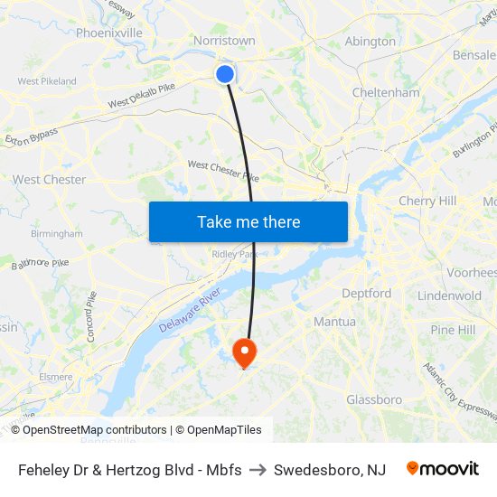 Feheley Dr & Hertzog Blvd - Mbfs to Swedesboro, NJ map