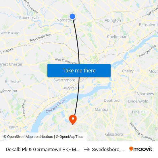 Dekalb Pk & Germantown Pk - Mbfs to Swedesboro, NJ map