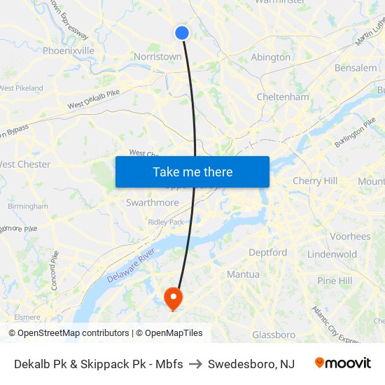 Dekalb Pk & Skippack Pk - Mbfs to Swedesboro, NJ map
