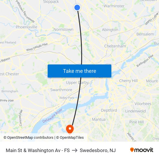 Main St & Washington Av - FS to Swedesboro, NJ map