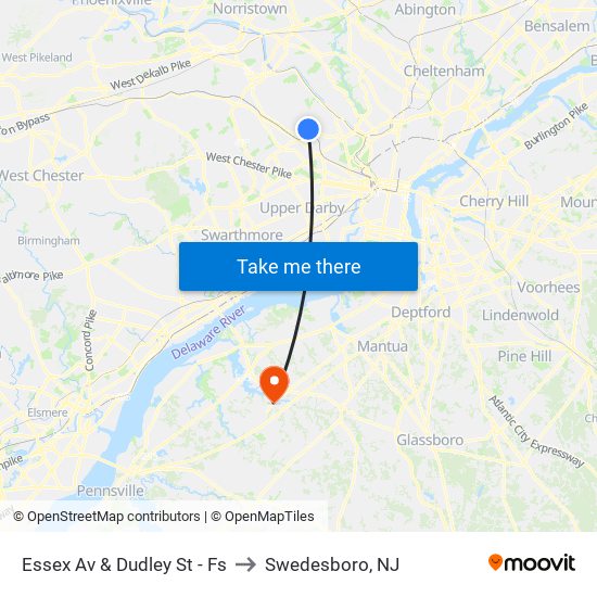 Essex Av & Dudley St - Fs to Swedesboro, NJ map