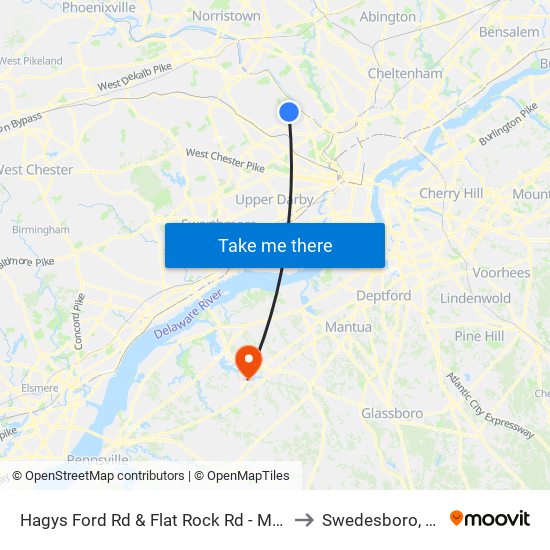 Hagys Ford Rd & Flat Rock Rd - Mbfs to Swedesboro, NJ map