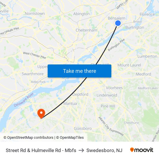 Street Rd & Hulmeville Rd - Mbfs to Swedesboro, NJ map