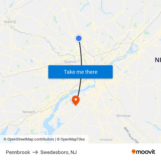 Pennbrook to Swedesboro, NJ map