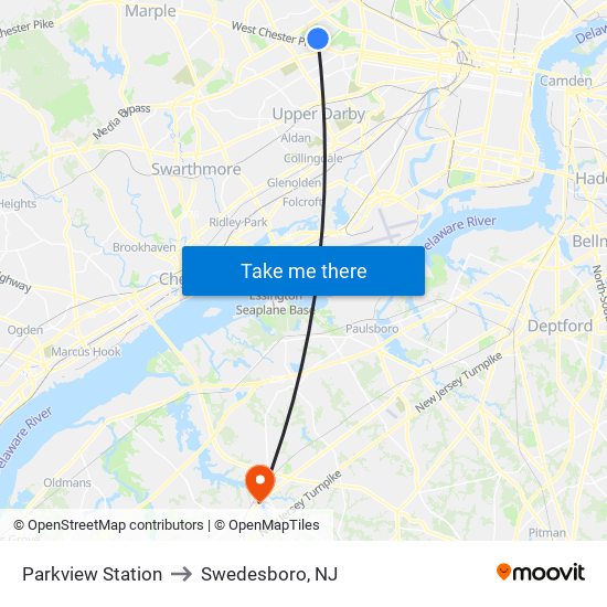 Parkview Station to Swedesboro, NJ map