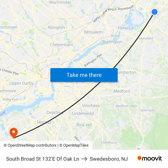 South Broad St 132'E Of Oak Ln to Swedesboro, NJ map