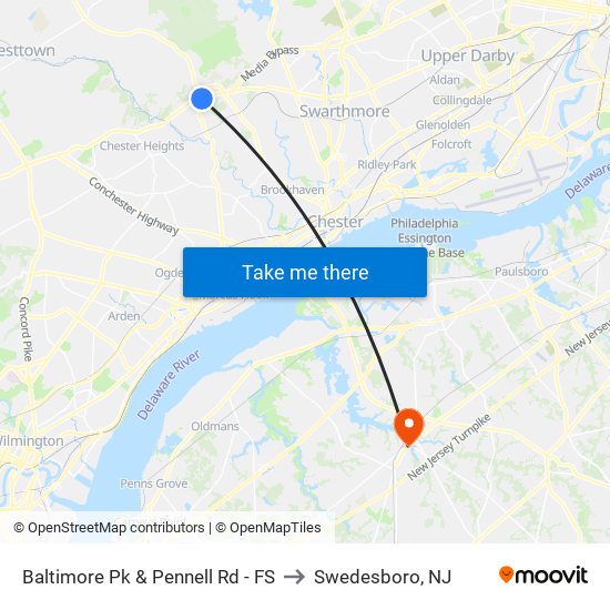 Baltimore Pk & Pennell Rd - FS to Swedesboro, NJ map