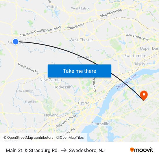 Main St. & Strasburg Rd. to Swedesboro, NJ map